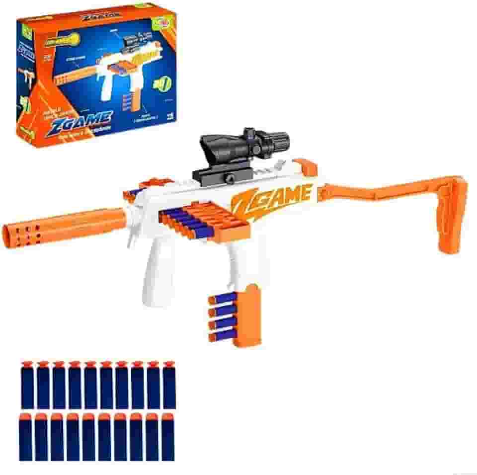 X-Game Lançador de Dardos Sniper com Mira Telescópica, Laranja e Branco, 20 Dardos incluídos, Brinquedo Infantil