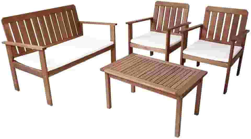 Conjunto 4 Peças Madeira Maciça Santorini