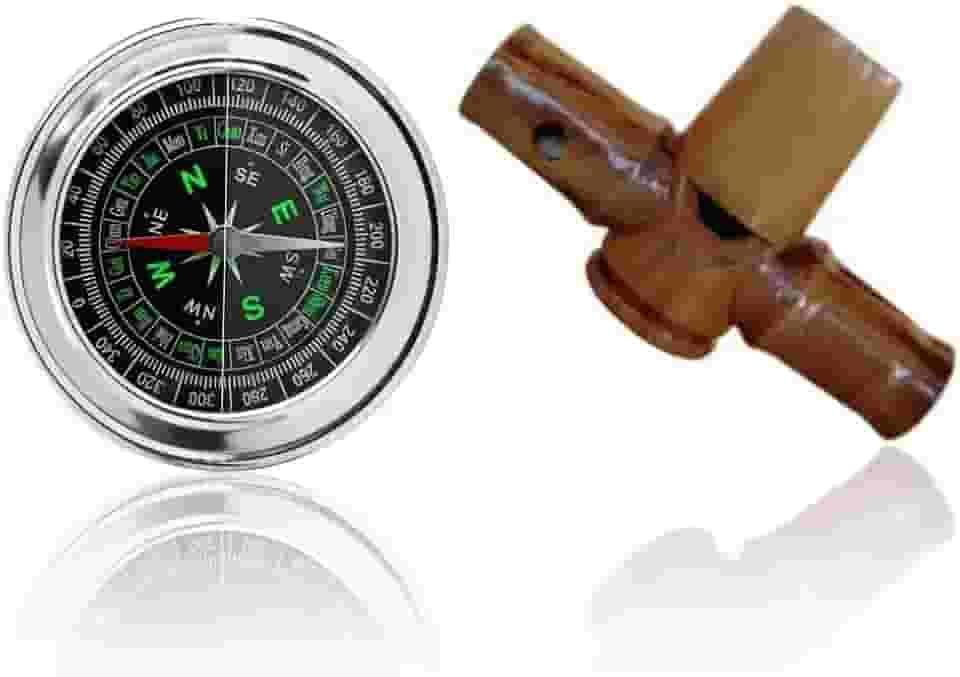 Apito Uru Modelo 16 + Bússola Profissional 7,5 Portátil Camping Caça Trilha