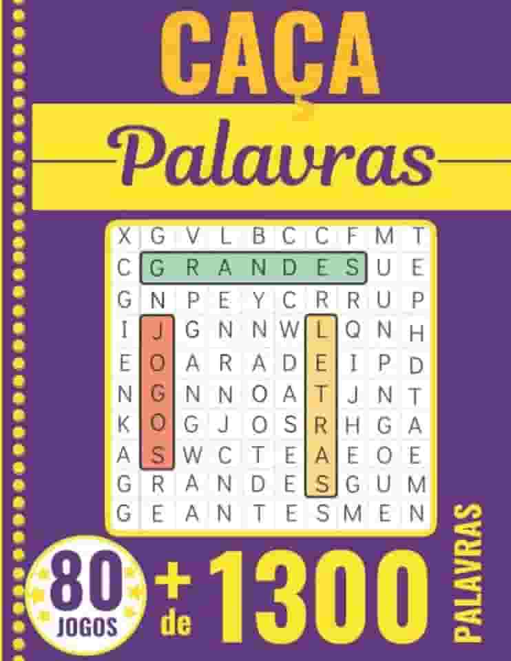 Caça Palavras: Portuguese Puzzle Game – Letras Grandes | Livro com 80 Jogos & + de 1300 palavras | Grande Formato 21 x 29,7 cm | Passatempo - Presente para Tempos livres, Ferias e Viagens