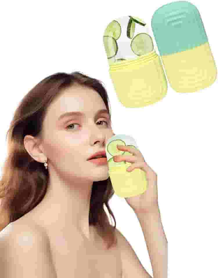Massageador de cubo de gelo para rosto, olhos e pescoço, condicionamento natural e cuidados com a pele, bolsas para os olhos, reduz a dor de enxaqueca, molde de gelo de silicone para massagem