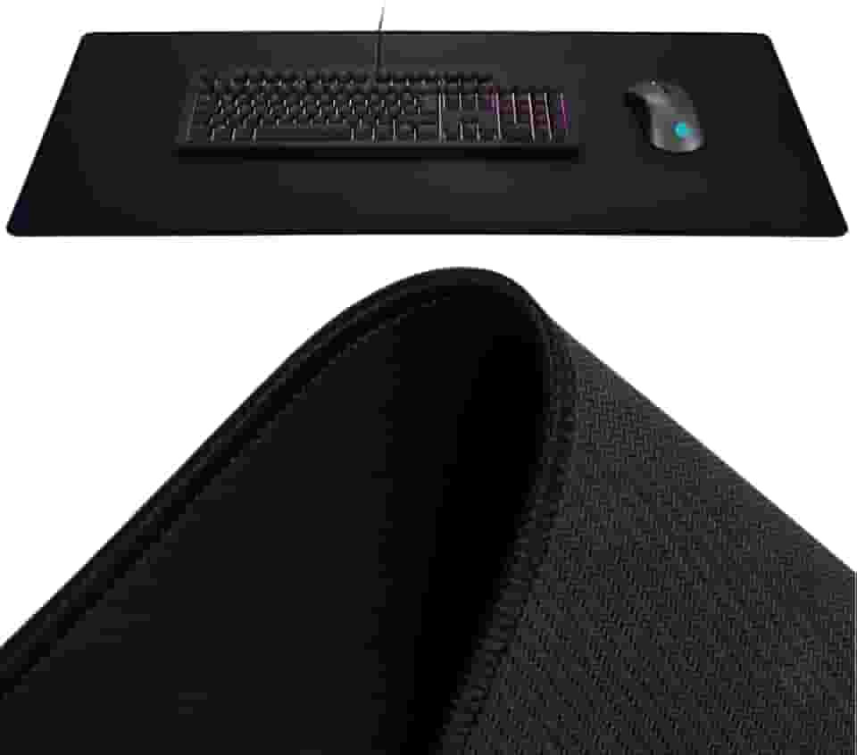 Mouse Pad Gamer Extra Grande 90x40cm Preto | Superfície HighSpeed Ultra Precisa | Base Antiderrapante | Costura Reforçada | XXL Premium para PC, Notebook, Escritório e Jogos