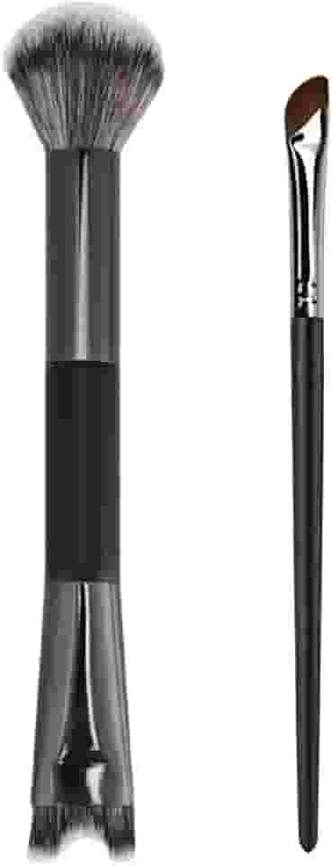 Conjunto de pincéis de contorno de 2 peças, pincéis de contorno de nariz de ponta dupla com formato de U e fofo, além de pincéis pequenos angulares para contornos de nariz e maquiagem