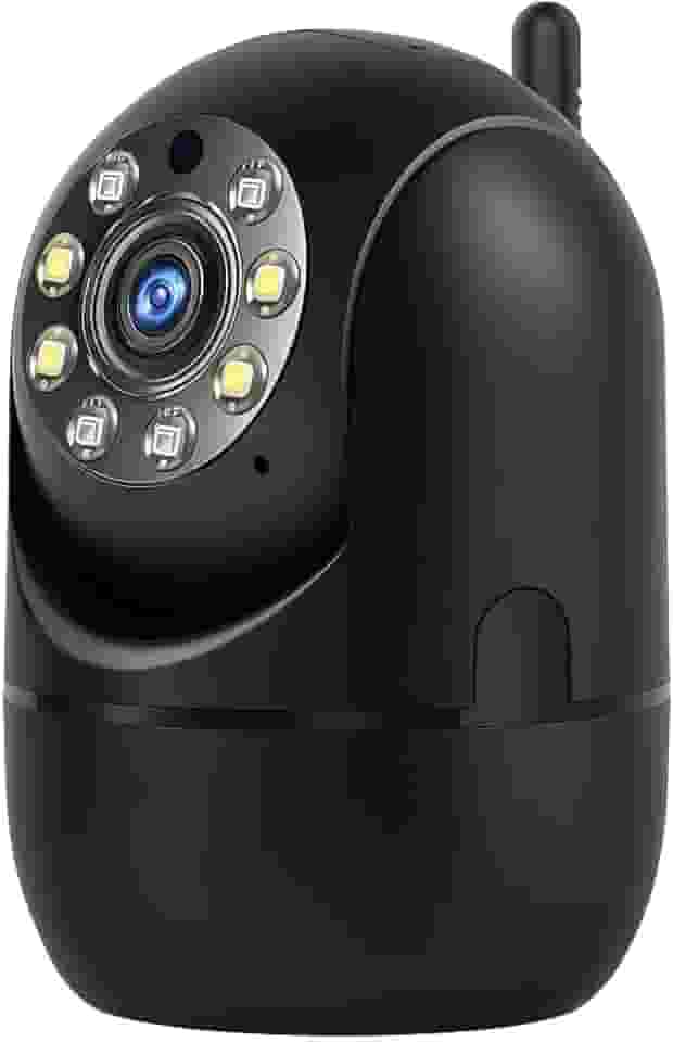 Câmera Smart Segurança Baba Eletrônica Ip WiFi Giratória Panorâmica Visão Noturna Microfone Antena Full HD Pet Vigilância Ambientes Internos e Externos Compatível Com SmartPhones PREMIUM (PRETA)