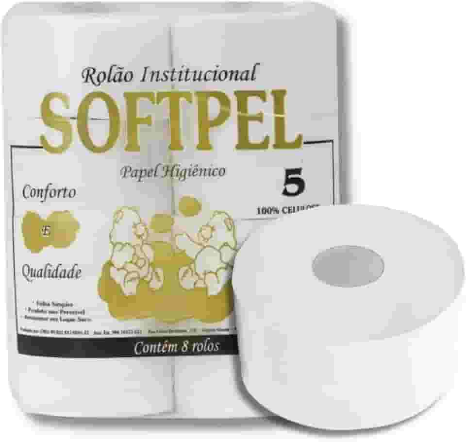 Papel Higiênico Softpel, Rolão 10cm x 200m, Celulose 100%, 8 Unidades