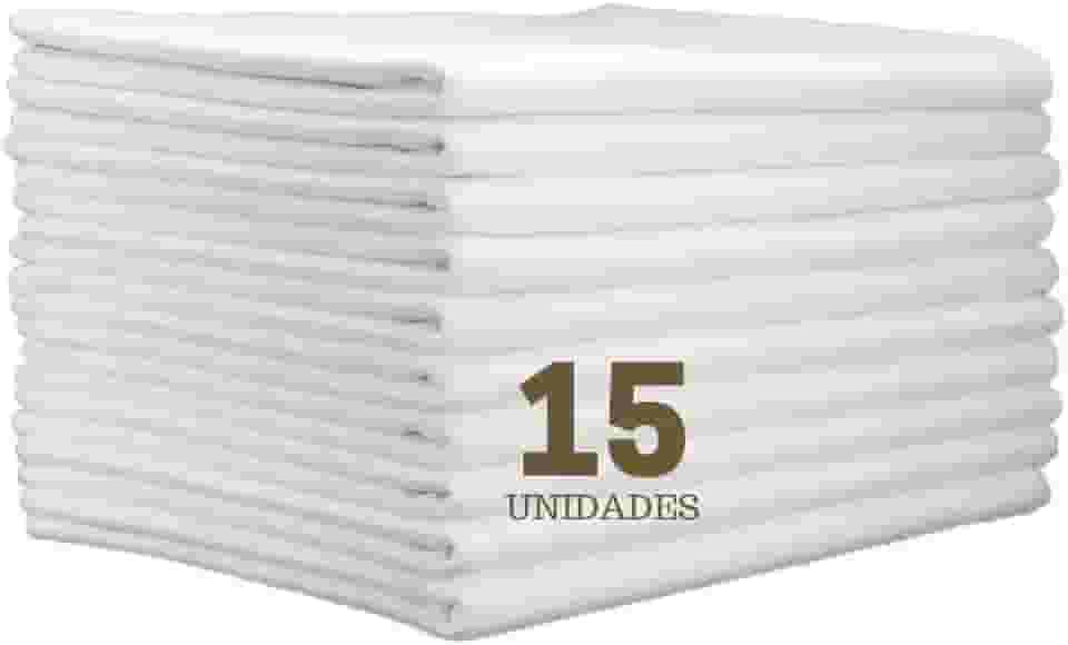 Pano de Prato Branco Liso 15 unidades Pano de Copa Cozinha Guardanapo Louça Premium