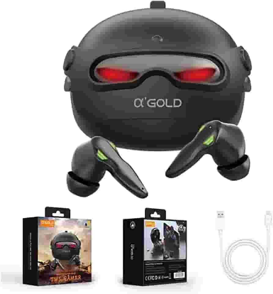 Fone Gamer, A’Gold FN-B48 TWS Bluetooth 5.4, Som Imersivo, Cancelamento de Ruído IA, LED Estilo Gamer, Microfone HD, Bateria Longa Duração P/Jogos, Música, Esportes, Corrida, Academia