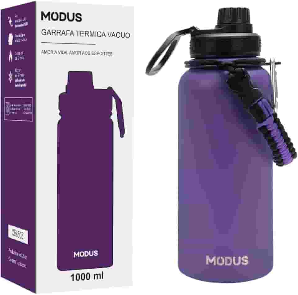 MODUS Garrafa Térmica Esportiva De Aço Inoxidável Com Isolamento A Vácuo De 1000ML (Roxo)