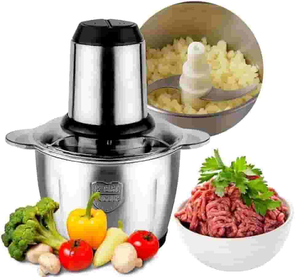 Processador Triturador Moedor de Alimentos 3 Litros Elétrico 110v ou 220v 450W Aço Inox Potente | APOLLO'S STORE (3L / COM ALÇA, 220v)