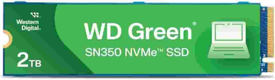 SSD WD Green SN350 2TB NVMe M.2 2280 (Leitura até 3200MB/s e Gravação até 2500MB/s)
