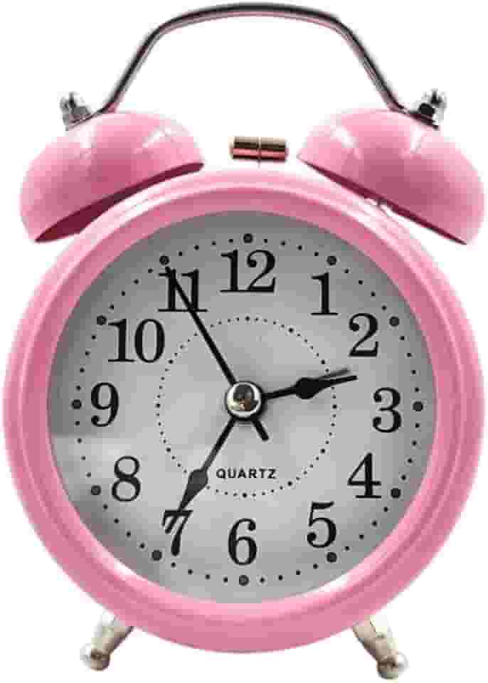 Relógio Despertador Bem Alto Modelo Antigo 2 Sinos Metal Vintage(Rosa)