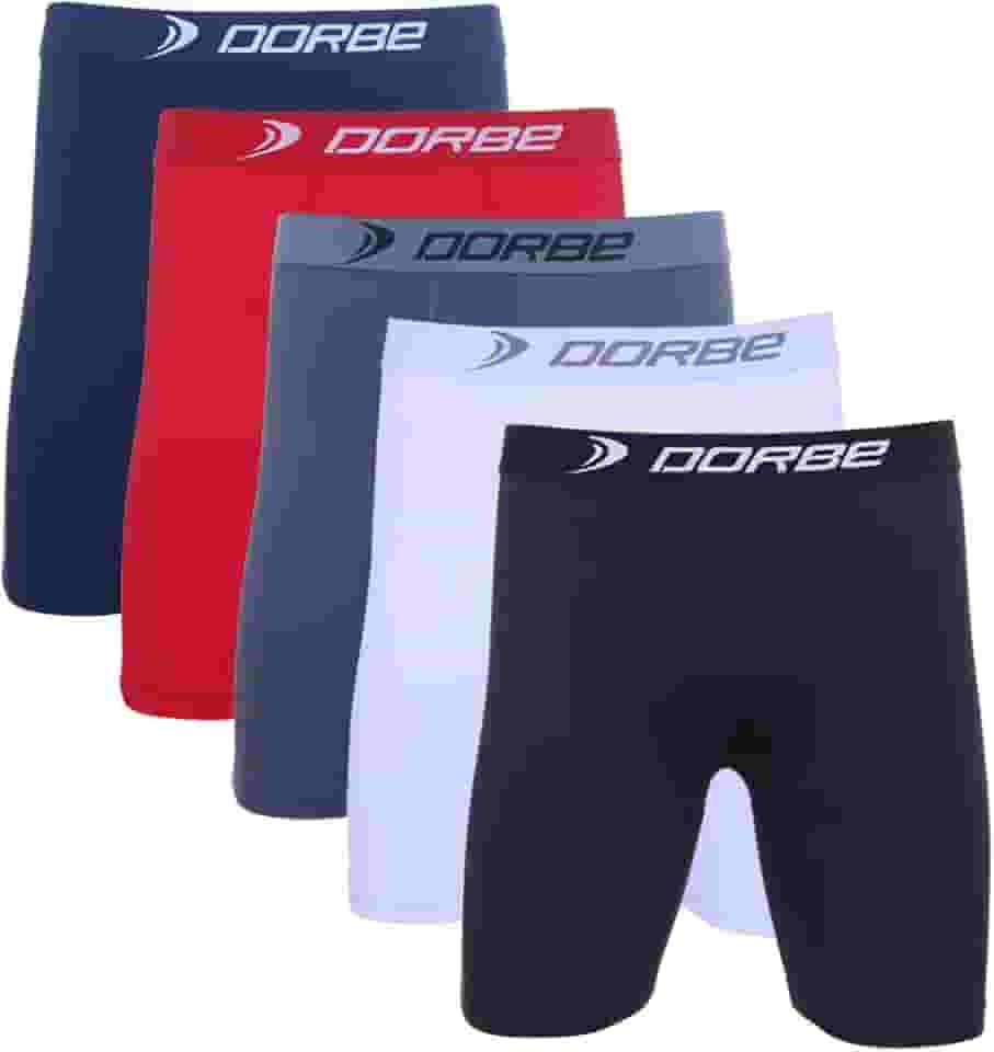 Kit 5 Cuecas Long Leg Poliamida Dorbe Não Enrola Original Masculina Cueca Longa Microfibra Boxer Box Masculino Ciclista Adulto Comprida