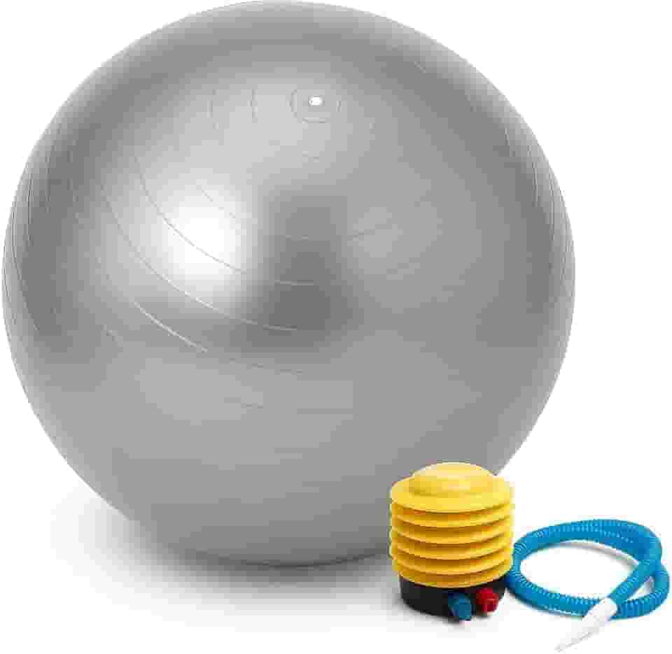 Bola de Pilates Yoga 55 cm com Bomba – Suporta até 200 kg – Látex Premium Antiestouro e Textura Antiderrapante – Pilates Yoga Academia Reabilitação e Fisioterapia