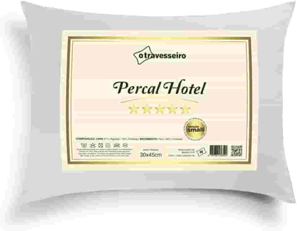 Travesseiro Infantil Percal Hotel 30x45cm, Toque Macio de Luxo, 100% Fibra de Poliéster Siliconada, Antialérgico, Lavável, Branco