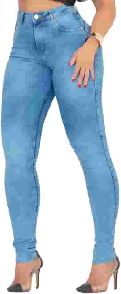 Calça Jeans Feminina Super Lycra Skinny Cintura Alta Slim - FBA
