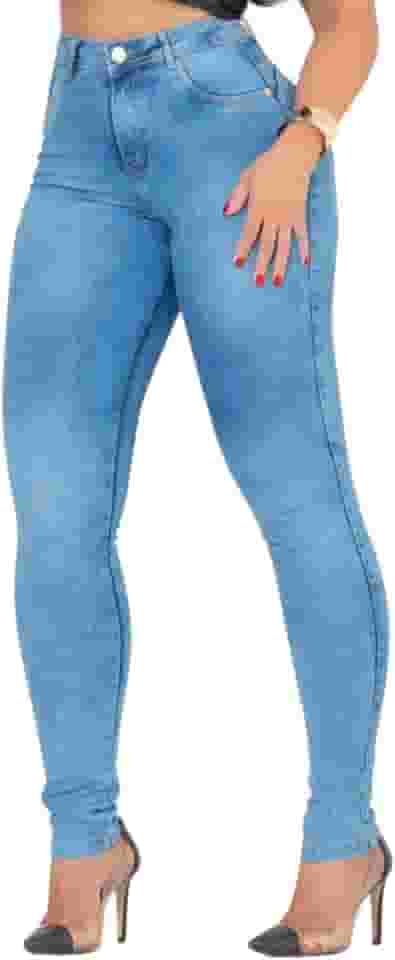 Calça Jeans Feminina Super Lycra Skinny Cintura Alta Slim - FBA