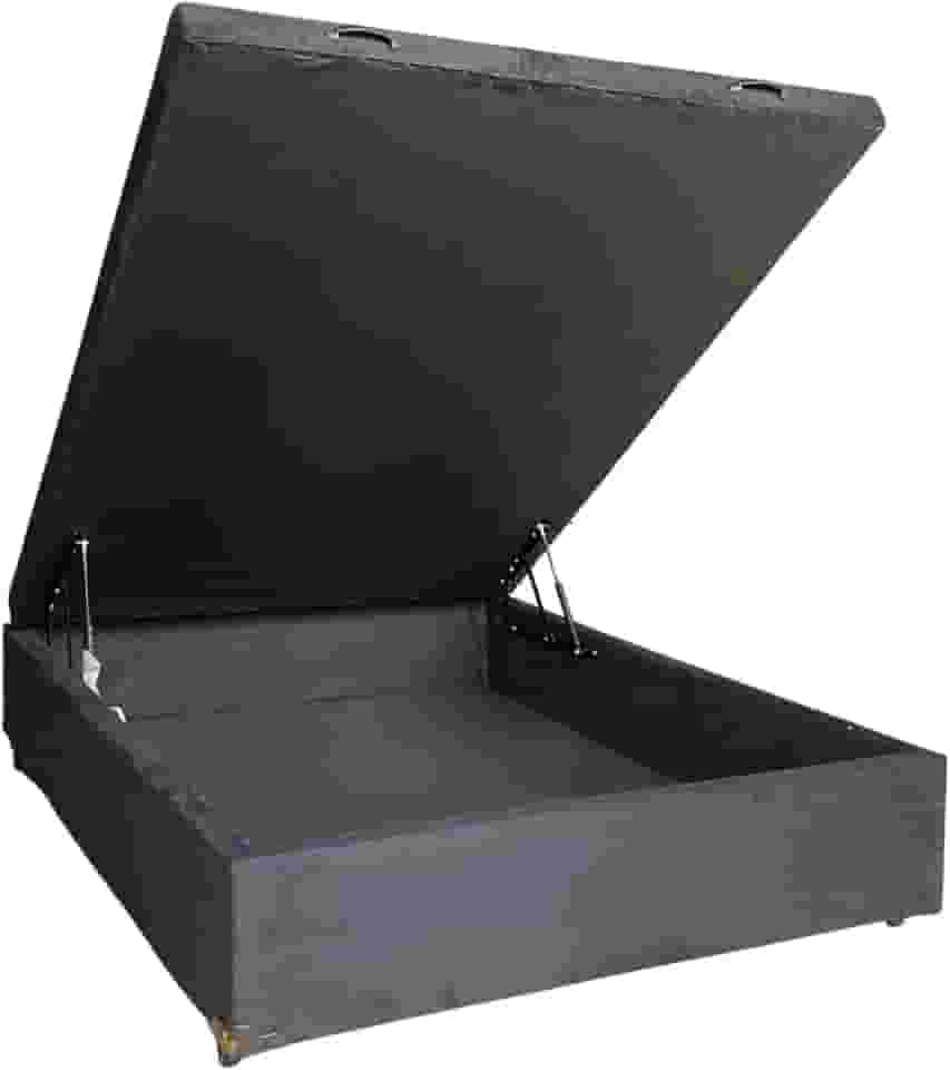 Cama Box Baú Casal Suede Preto Com Pistão A Gás - Estrutura Reforçada - Imperium do Sono