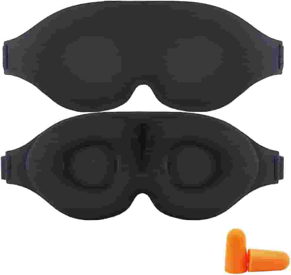Máscara de dormir 3D, Máscara de olhos para dormir para homens e mulheres, máscara de dormir 3D de pressão ocular zero, protetor de olhos macio para viagens, preto