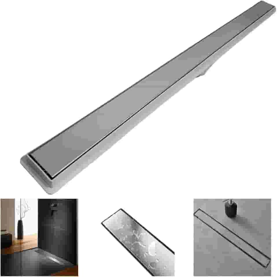 Ralo Linear 5x70 invisível Banheiro Inox Oculto 2 em 1 Coletor Cinza Saídas 40mm com Tela (5cm x 70cm)