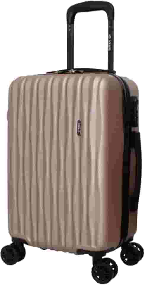 Yin's Mala Bordo 55x35x25 10kg, Padrão ANAC, com Rodas 360° Silenciosas, Cadeado Fixo Integrado, Rígida, em ABS Resistente e Leve, para Viagem - Rosé