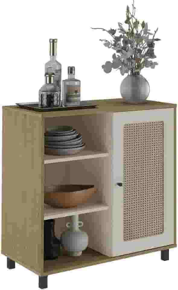 Buffet com porta de abrir CHARLOTTE cor Carvalho/Off White - Artely