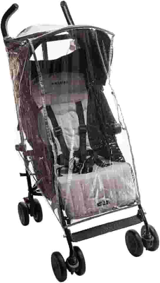 Capa de Chuva Universal Premium para Carrinho de Bebê | Proteção Total contra Vento e Chuva | Visor com Ventilação | Faixa Reflexiva de Segurança | Transparente e Livre de PVC/BPA