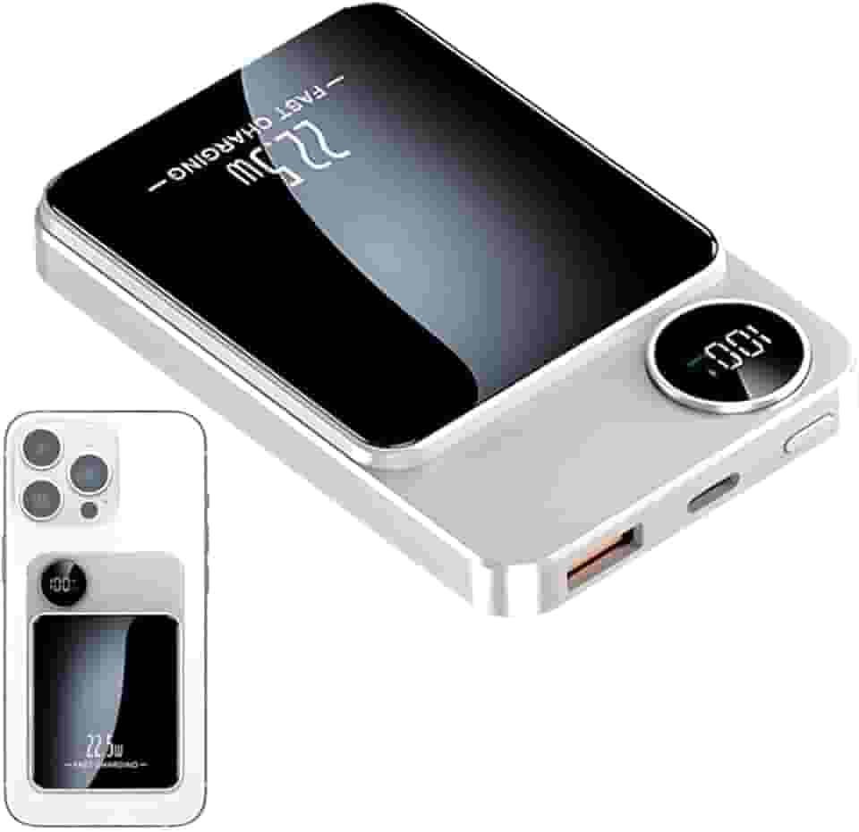 Carregador Portátil (Power Bank) Magnético Ultrafino sem fio por indução Carregamento Rápido de 10000mAH Compatível com Celulares - YD43 (Branco)