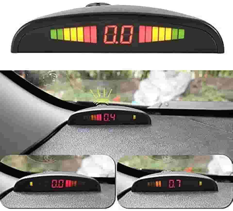 Sistema de radar de estacionamento reverso de carro 8 kit de sensores de ré com alarme frontal e traseiro lembrete de campainha LED exibição segura, sensor de estacionamento de carro, preto