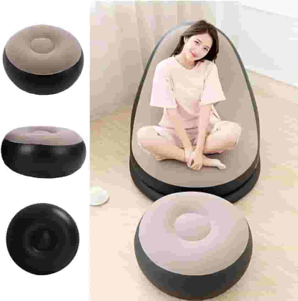 Poltrona Inflável com Apoio para Pés, Design Ergonômico, Preto e Cinza, Relaxamento e Lazer