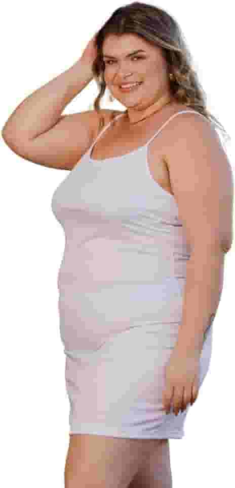 Camisola De Alcinha Fixa Feminina Plus Size Tecido Fino Leve Básica Fresquinha Para o Verão 3078.C1