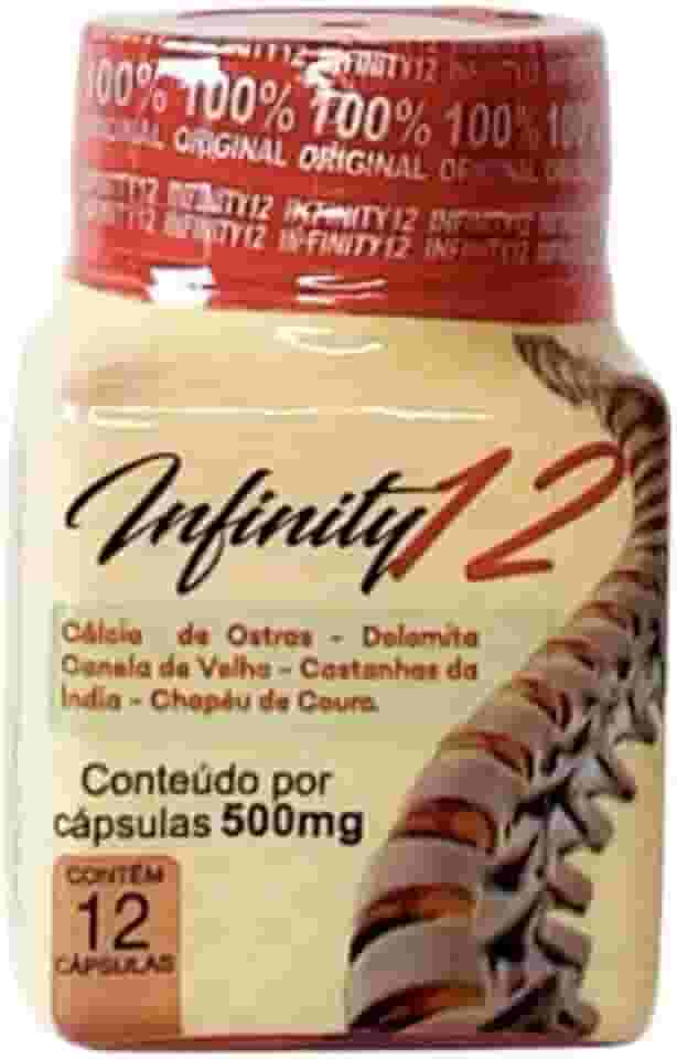 Infinity, Suplemento Natural para Dores Articulares e Musculares, 12 Cápsulas de 500mg, com Cálcio de Ostras e Dolomita