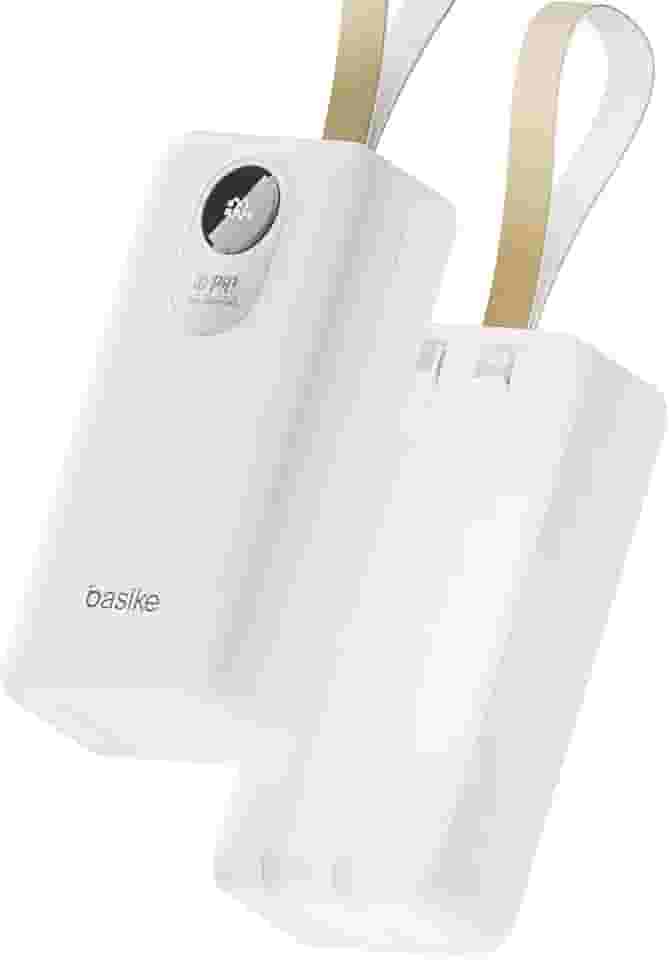 Basike Power Bank, Carregador Portátil Universal 30000mAh, USB-A (até 22,5W, QC) + USB-C (até 20W, PD), 2 Cabos Integrados (USB-C e Lightning), Carregamento Rápido, Proteção Inteligente – Branco