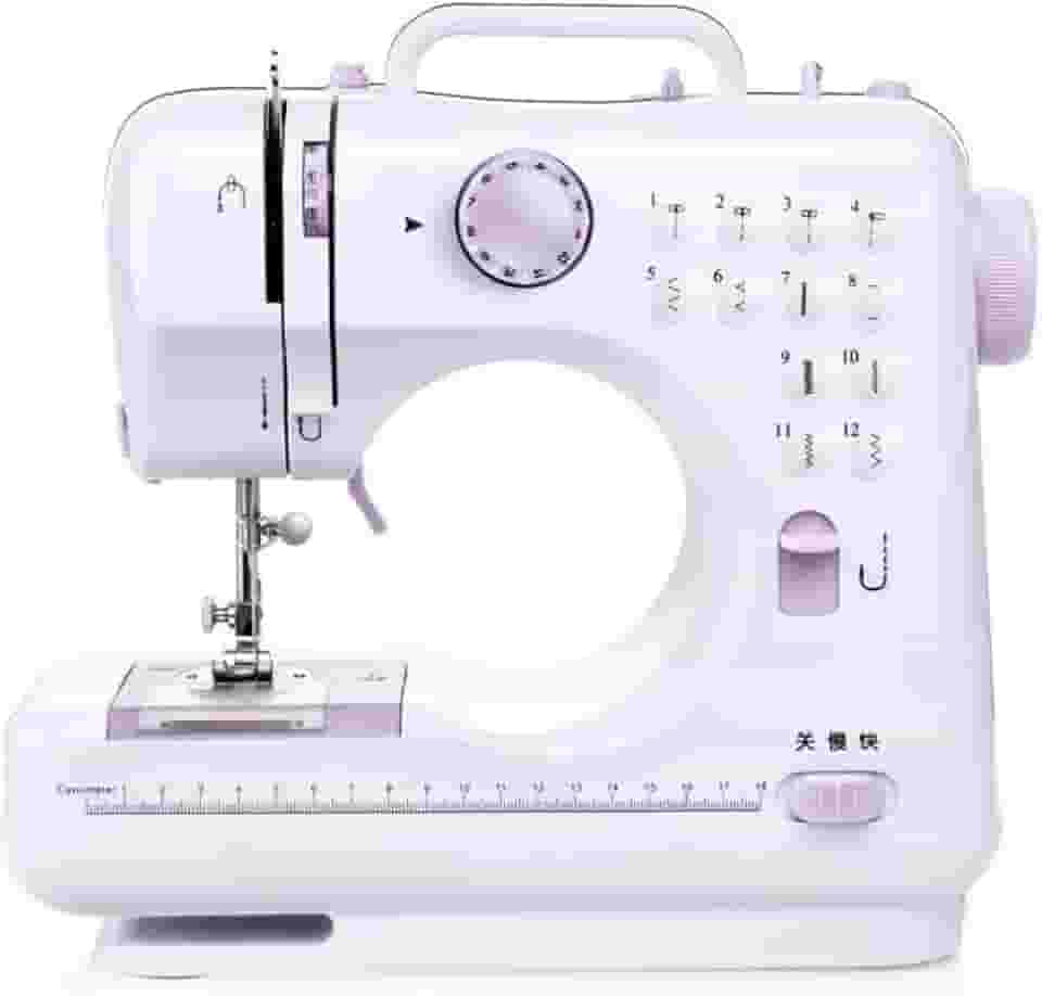 Mini Máquina de Costura Multifuncional Bivolt – 12 Pontos, Doméstica para Reparos e Artesanato, Adaptável a
