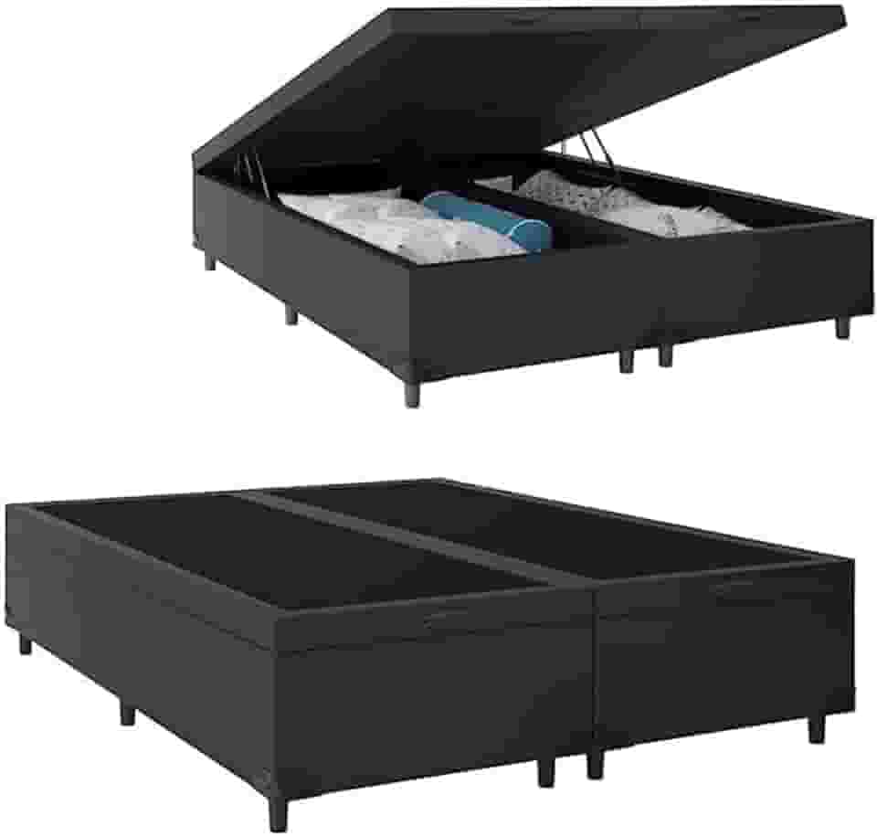 Cama Báu Box Base King Size Corino Preto. 203x193 RC