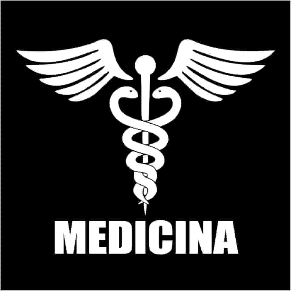 ADESIVO DE RECORTE SÍMBOLO DA MEDICINA | Vinil Vazado Profissional - Para Carro, Porta, Consultório, Notebook e Placa | Alta Durabilidade e Resistência (BRANCO, 16X13,3 CM)