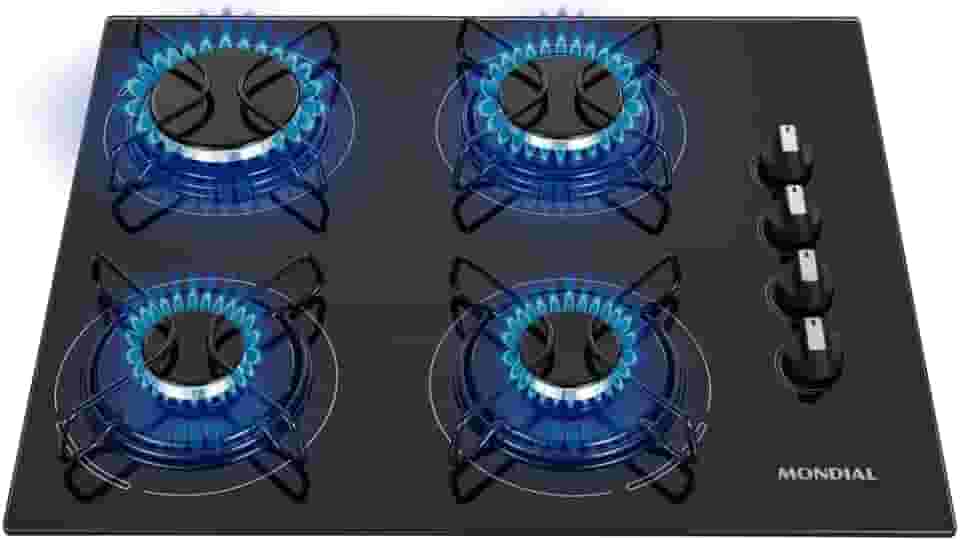 MONDIAL Cooktop a Gás, 4 Bocas, Preto/Inox, Bivolt - CTG-01