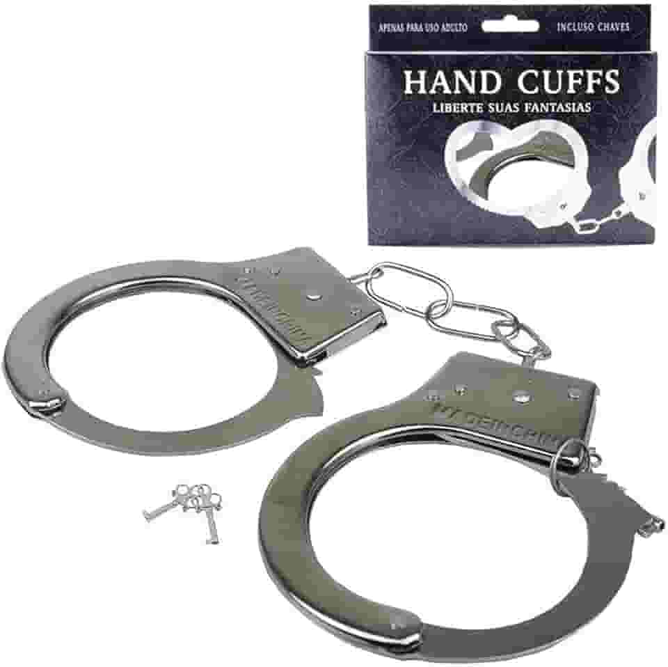 Algema de Metal com Par de Chaves e Trava de Segurança Cromado - Youvibe REF:AL001