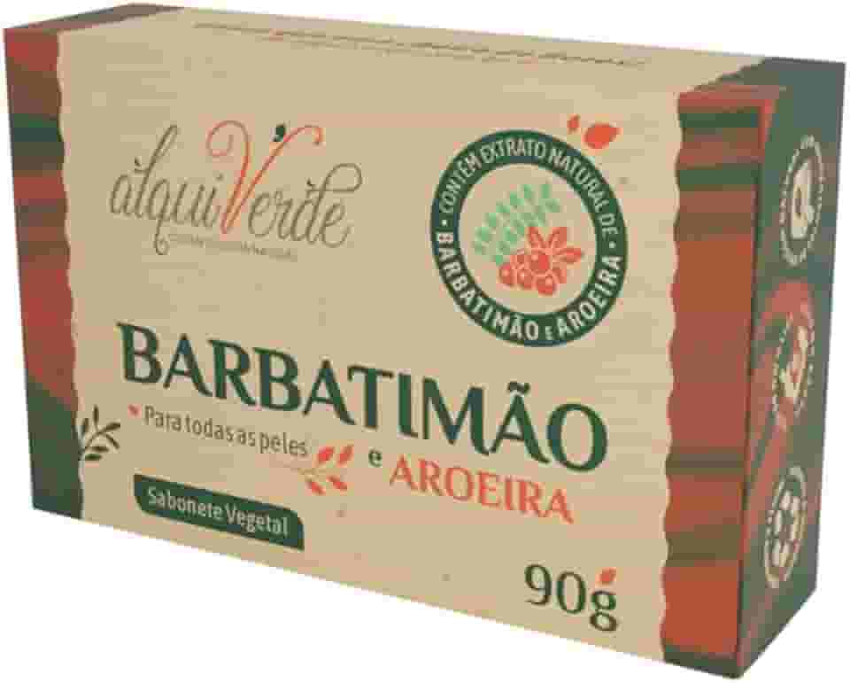 Kit 3 Unidades Sabonete Vegetal Alquiverde de Barbatimão com Aroeira 90g Cada - Natural Cicatrizante Antisséptico Limpeza Profunda Hidratante para Pele Rosto Corpo
