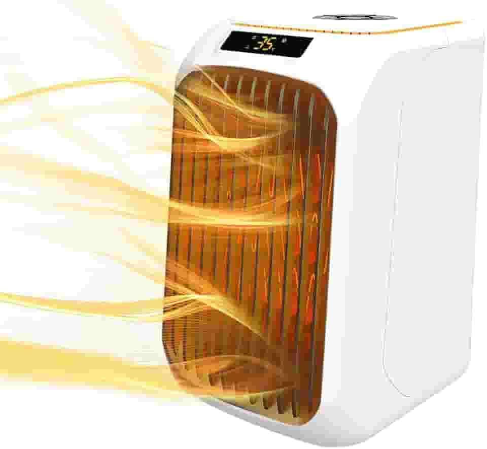Aquecedor Elétrico Residencial 1200W Alta Potência PTC 3 3S Aquecimento Rápido Silencioso de Mesa com Display Temperatura LED