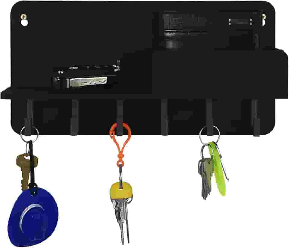 Porta Chave Parede Preto Criativo Decorativo Casa Apartamento MDF 6MM com 6 Ganchos