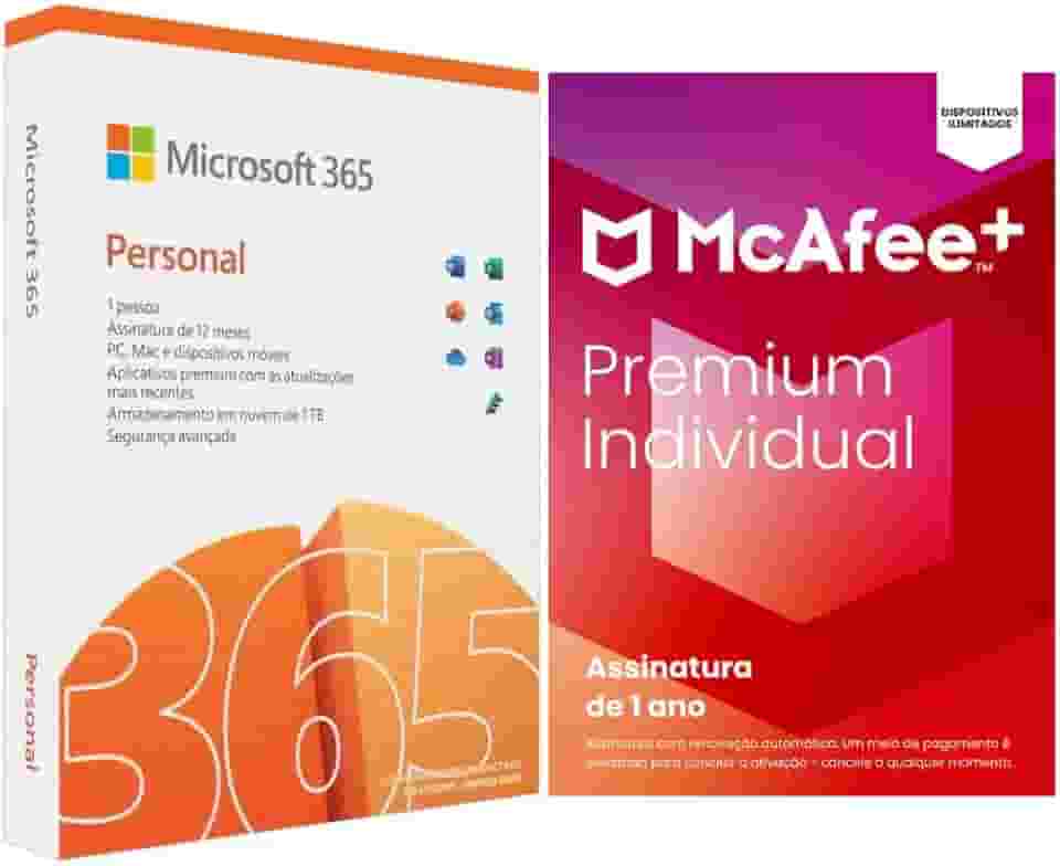 Kit Microsoft 365 Personal com McAfee Premium individual