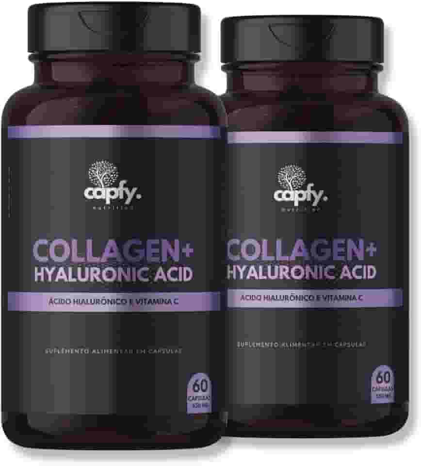 Kit 2x Colágeno Hidrolisado + Ácido Hialurônico + Vitamina C 120 Cápsulas 550mg Premium Capfy. Nutrition para Cabelo Beleza da Pele Unha e Articulações
