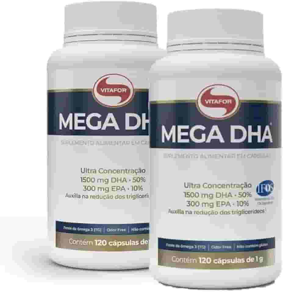 Kit 2X: Mega DHA Ômega 3 1000mg Vitafor 120 Cápsulas (A embalagem pode variar)