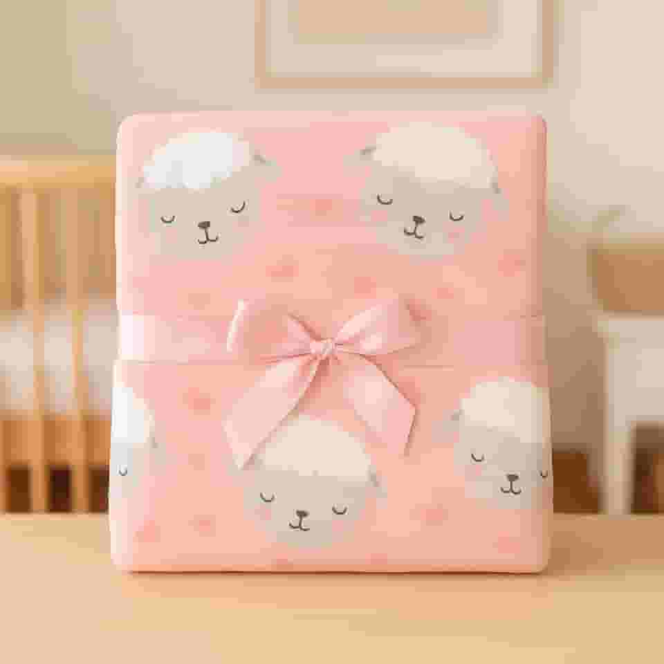 Cobertor bebe menina rosa OVELHINHA, acabamento Premium, antialergico, ideal para berço, carrinho, saida maternidade, toque macio, fácil de lavar. Tamanho 110X90cm