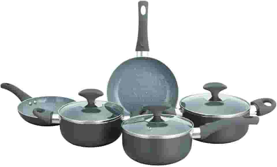 Conjunto 5 Panelas Cerâmica Casa do Chef Tampa de Vidro Cinza