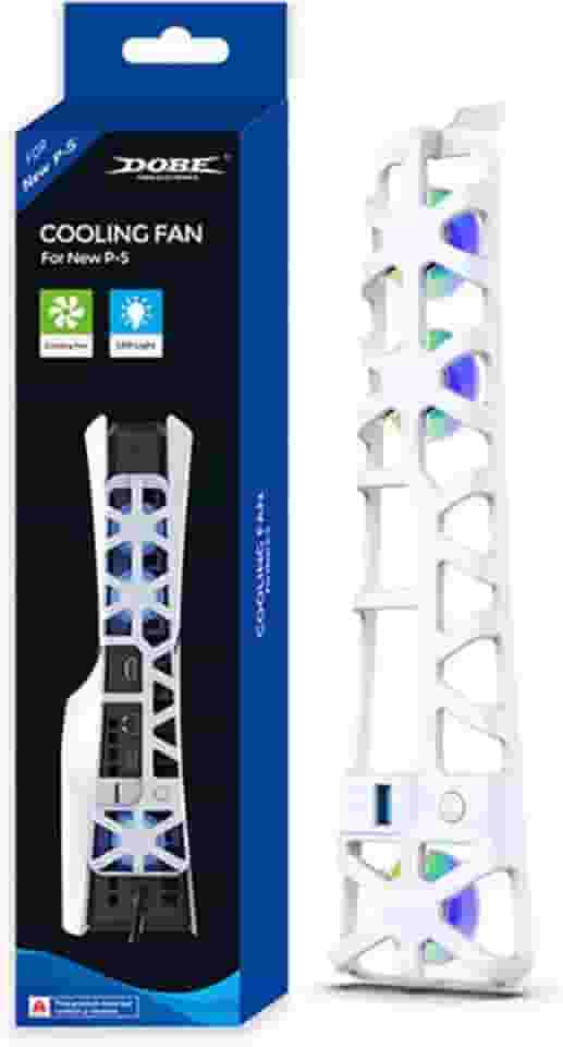 Cooler Fan Externo USB Ventilador para Resfriamento 3 Ventoinhas Led Compatível com Ps5 Slim (Branco)