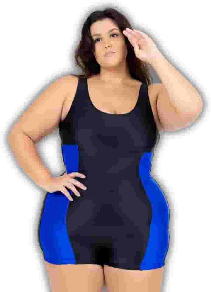 Macaquinho De Praia Senhoriu Confortável Seca Rápido Plus Size 50 A 56 Recorte Lateral Modelador Compressão