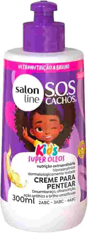 Salon Line, Creme de Pentear, SOS Cachos Kids, Nutrição em Ação, Vegano - Para Cabelos Ondulados, Cacheados e Crespos, 300 ml
