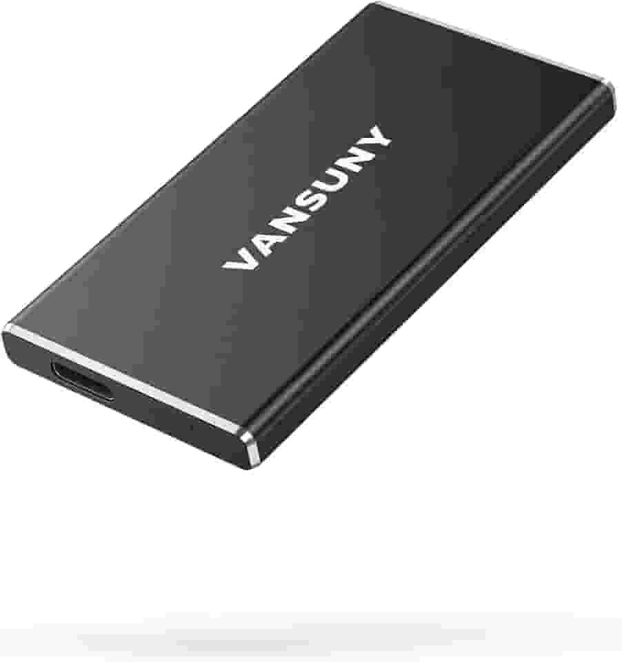 Vansuny SSD externo portátil de 250 GB, USB 3.1 Gen2 430 MB/s de transferência de dados de alta velocidade, mini unidade de estado sólido externa portátil USB C de metal para PC, laptop, telefones e