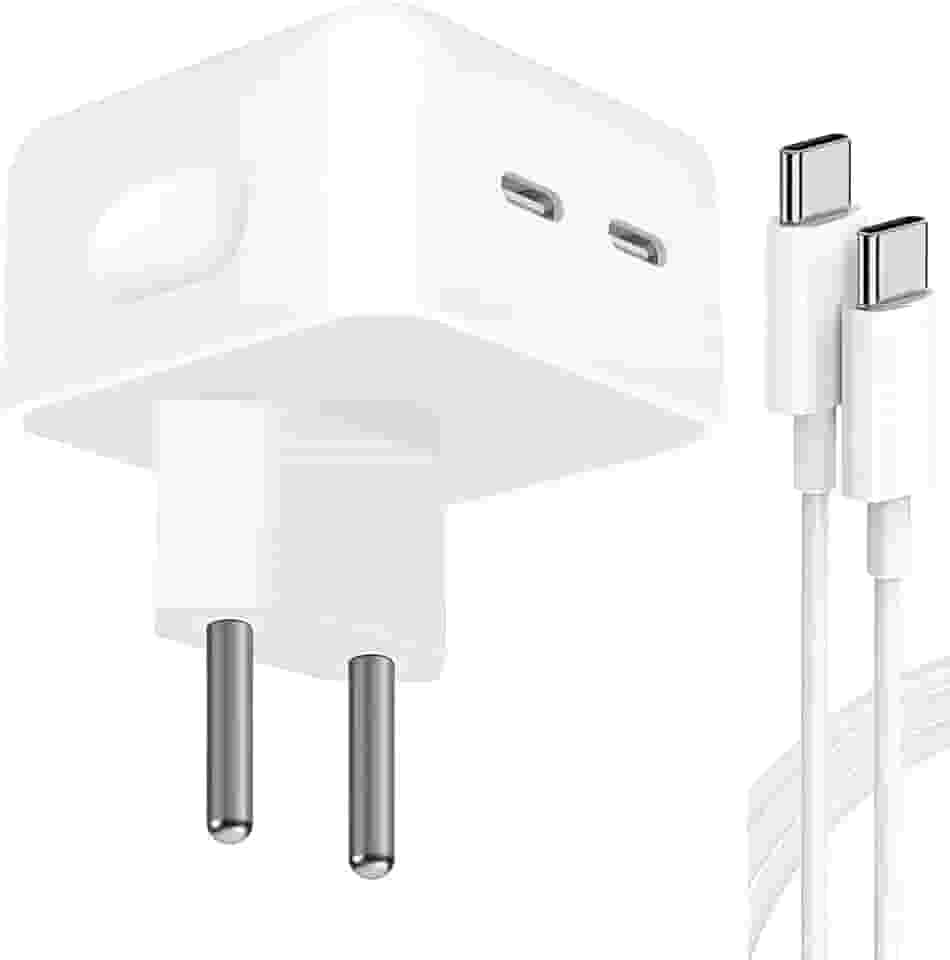 Carregador Tipo C Turbo 50W com Cabo USB-C 1M e Fonte Compatível com Iphone 15 16 Pro Max Plus Ultra Rápido PD Duas Entradas Dupla Porta 5.0